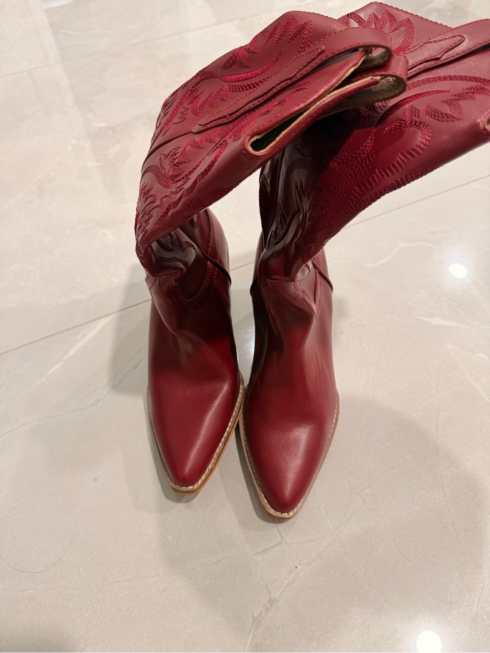 Women's Red Western Knee-High Boots
